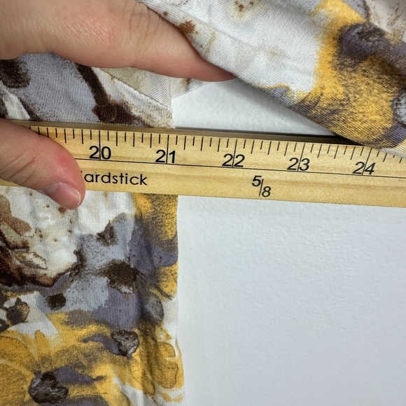 LOGO Tunic Top Women M Artsy Floral Print V Neck Stretch Pocket Boho Soft Grunge - Picture 4 of 8